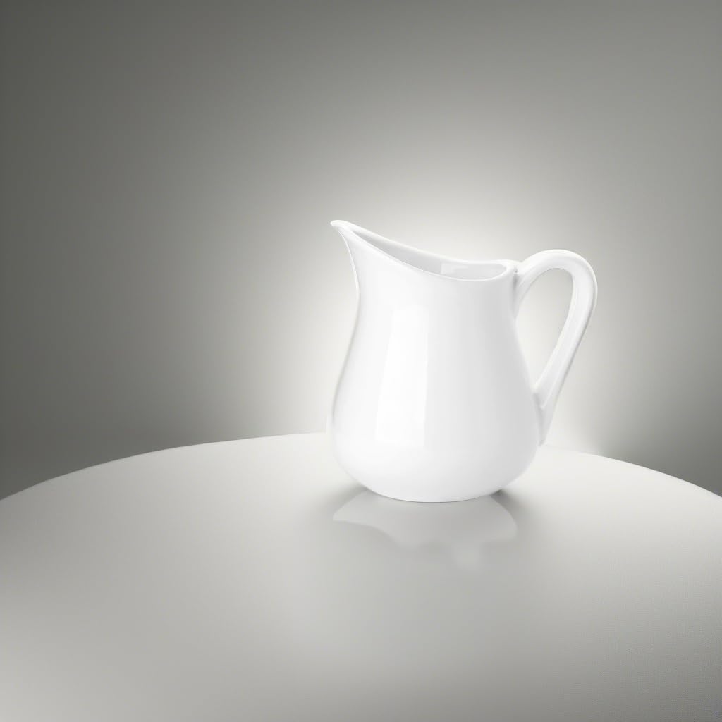 Nucookery 8 Oz Classic White Fine Porcelain Creamer With Handle,Small Creamer Pitcher For Sauces Salad Coffee Milk More,Microwav