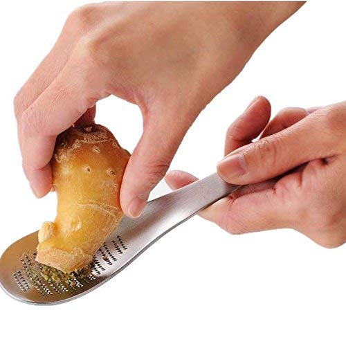 Openja Graters Stainless Steel Ginger Garlic Grater Spoon, MultiPurpose Food Grade Grinding & Peeling Spoon For Ginger, Garlic,