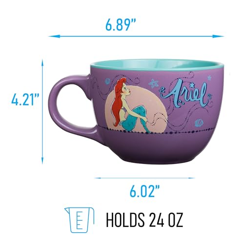 Silver Buffalo Disney Princess Little Mermaid Ariel Moonlight Ceramic Soup Mug  24 Ounces