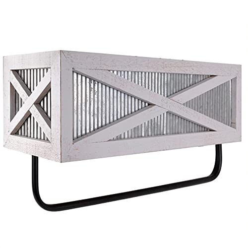 Autumn Alley Farmhouse Rustic Towel Rack Shelf Holder - Wood Towel Rack Basket Storage - Farmhouse Towel Holder For Rustic Bathr