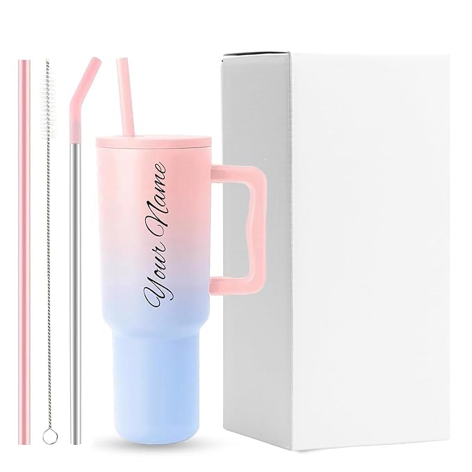 Slimbi Personalised With Your Name, 1200Ml Tumbler With StrawHandleStainless Steel Double Wall Insulated Cup | Leakproof Sippe