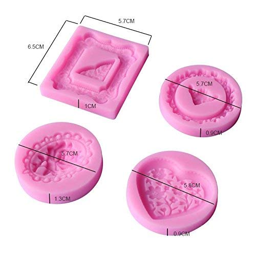 Anyana Mini Wedding Rose Corner Mirror Picture Frame Heart Round Square Oval Mould Cake Fondant Silicone Gum Paste Chocolate Mol