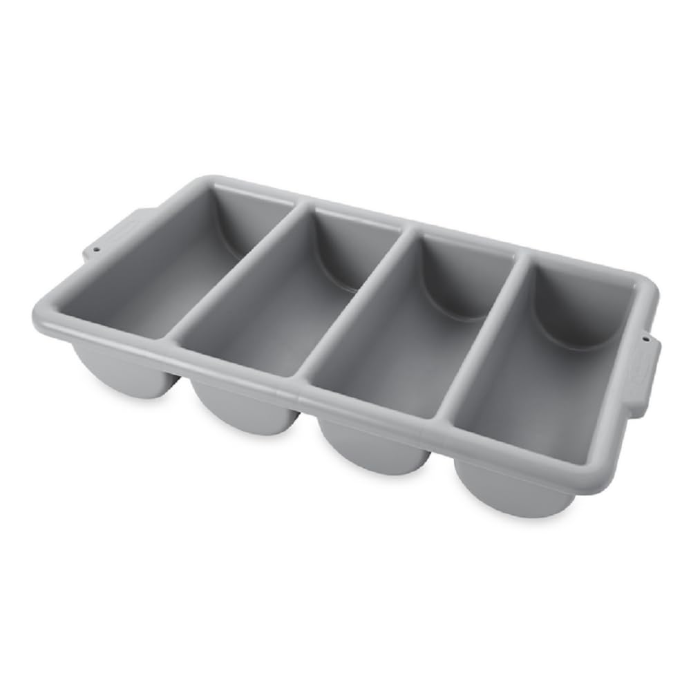 Rubbermaid Commercial Products 4-Compartment Plastic Cutlery Bin, 2Pounds, Gray, Supplies For Restaurant Kitchen Use