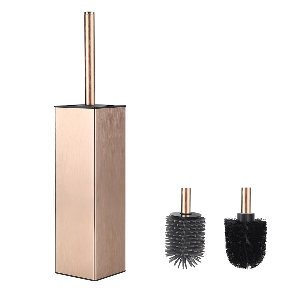 BGL Standing Toilet Brush and Holder Rose Gold Aluminium Toilet Bowl Cleaner Brush and Holder for Bathroom Storage and Organizat