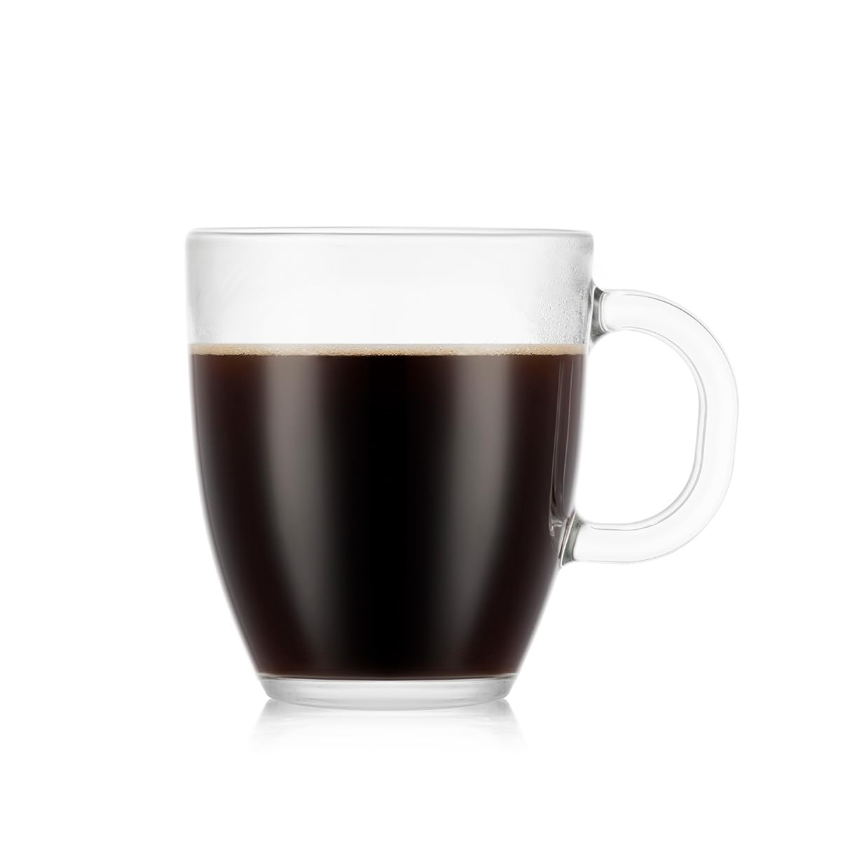 Bodum 12 Oz Bistro Coffee Mug Single-Wall High Heat Borosilicate Glasses, 2 Pack, Clear