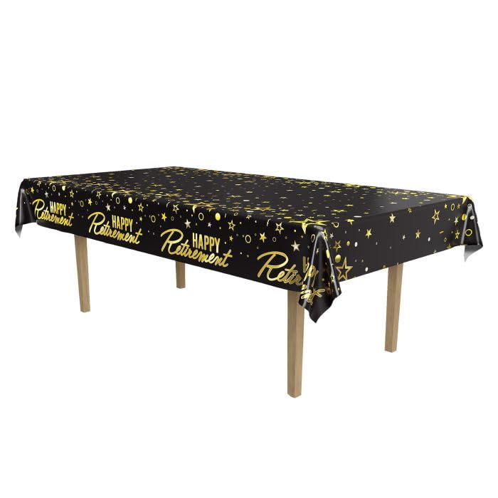 Metallic Happy Retirement Tablecover