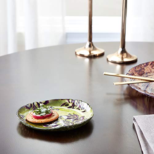 Red Pomegranate Damask Canape Plate Green Purple 6.5-Inch