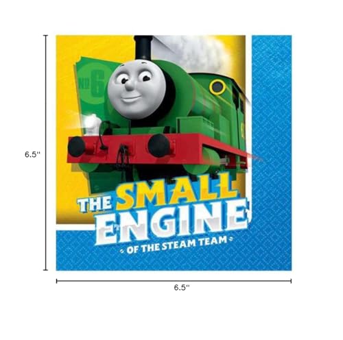 Multicolor Thomas All Aboard Beverage Napkins - 5''X 5'' (Pack Of 16), Colorful Paper Serviettes, Perfect For Kids' Events, Birt