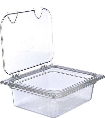 Carlisle Foodservice Products Cfs 10239Z07 Ez Access Hinged Lid With Handle And Notch, Half Size, Clear