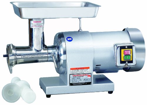Thunderbird Stainless Steel No.12 1 HP Meat Grinder, 115-volt, 60 Hz