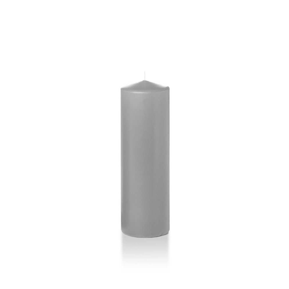 yummi 2.25 x 7 Light Gray Slim Round Pillar Candles - 4 per Pack