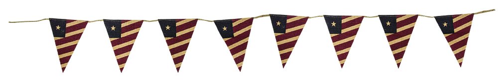Cwi Burlap Flag Garland - 6Ft - Indoor Holiday Garland For Mantle, Table, And Entryway