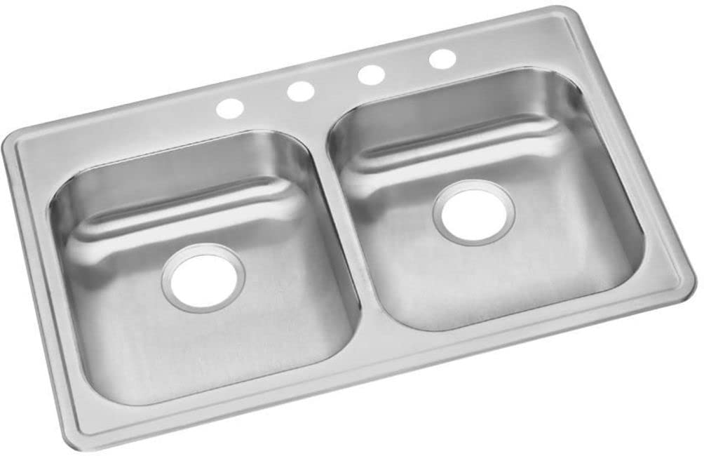 Elkay Dayton Stainless Steel 33'' x 22'' x 5-3/8''  Equal Double Bowl Drop-in Sink