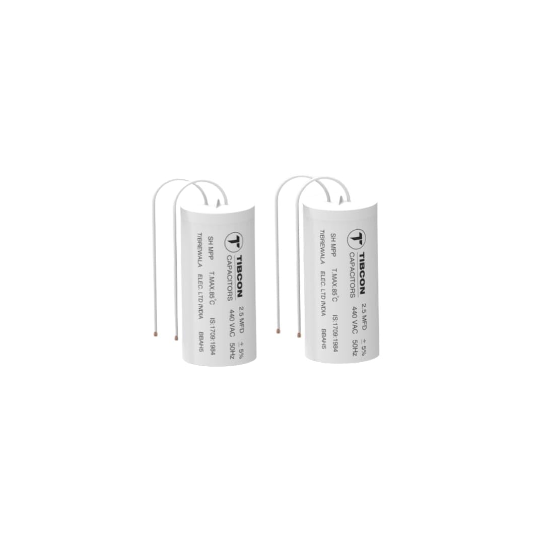 Crescent 2.5 Mfd 440V Tibcon Capacitor For Ceiling Fan & Mini Cooler Motor Pp Can (Pack Of 2).