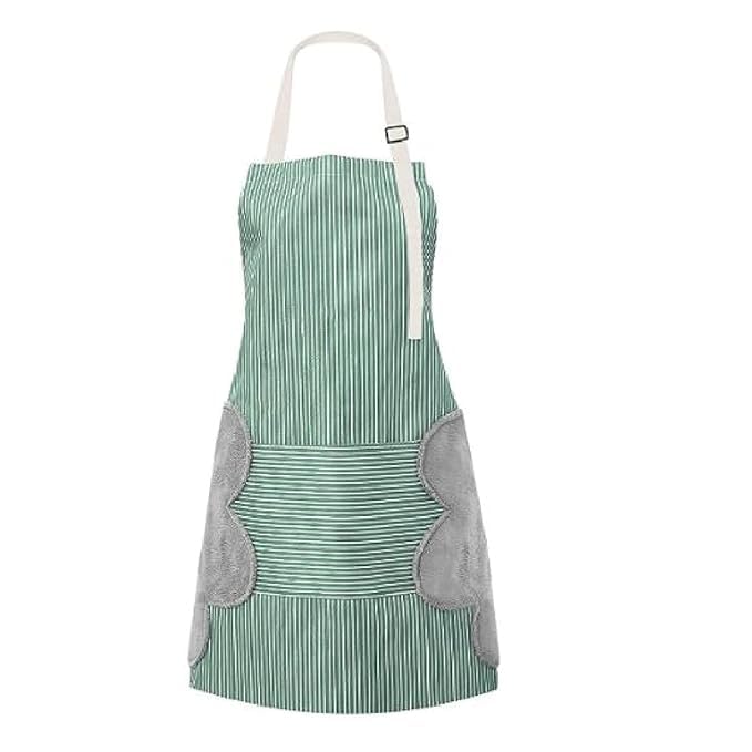 Velvetvine Wiping Hands Apron, Adjustable Bib Waterproof Velvet Stitched Apron With Pockets Cooking Kitchen Chef Women Aprons Fo