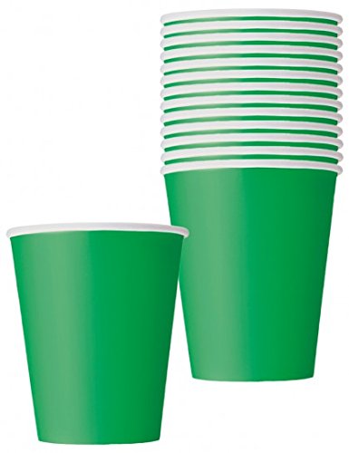 Premium Emerald Green Paper Cups Set - 9 Oz (14 Pcs) - Elegant & Eco-Friendly Party Drinkware - Perfect For Birthdays, Showers,