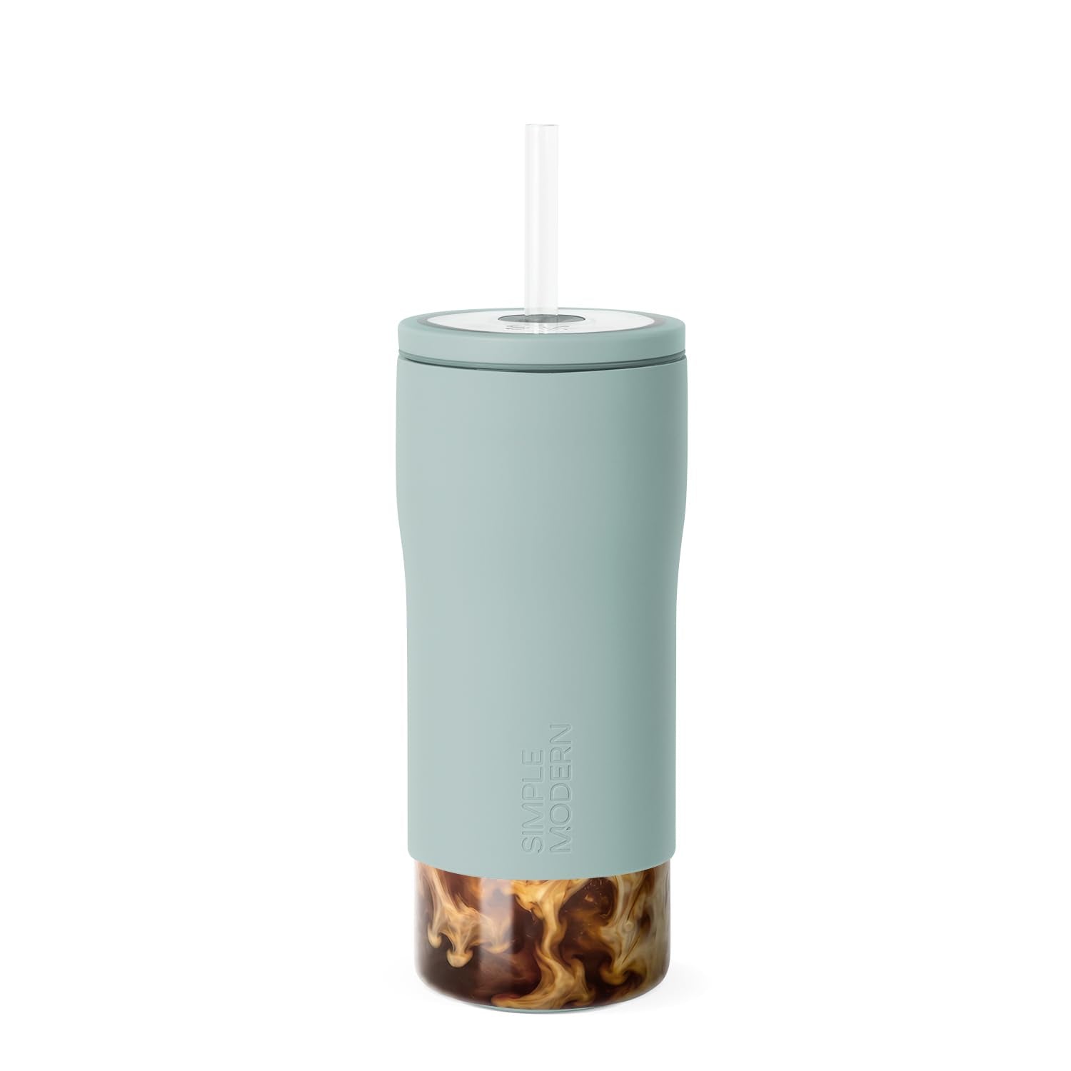 Simple Modern Glass Iced Coffee Cup with Straw Lid | 20oz | Green