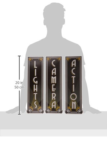 Beistle Lights  Camera  Action Cutouts-3 Pcs  One Size  Black/Gold/White