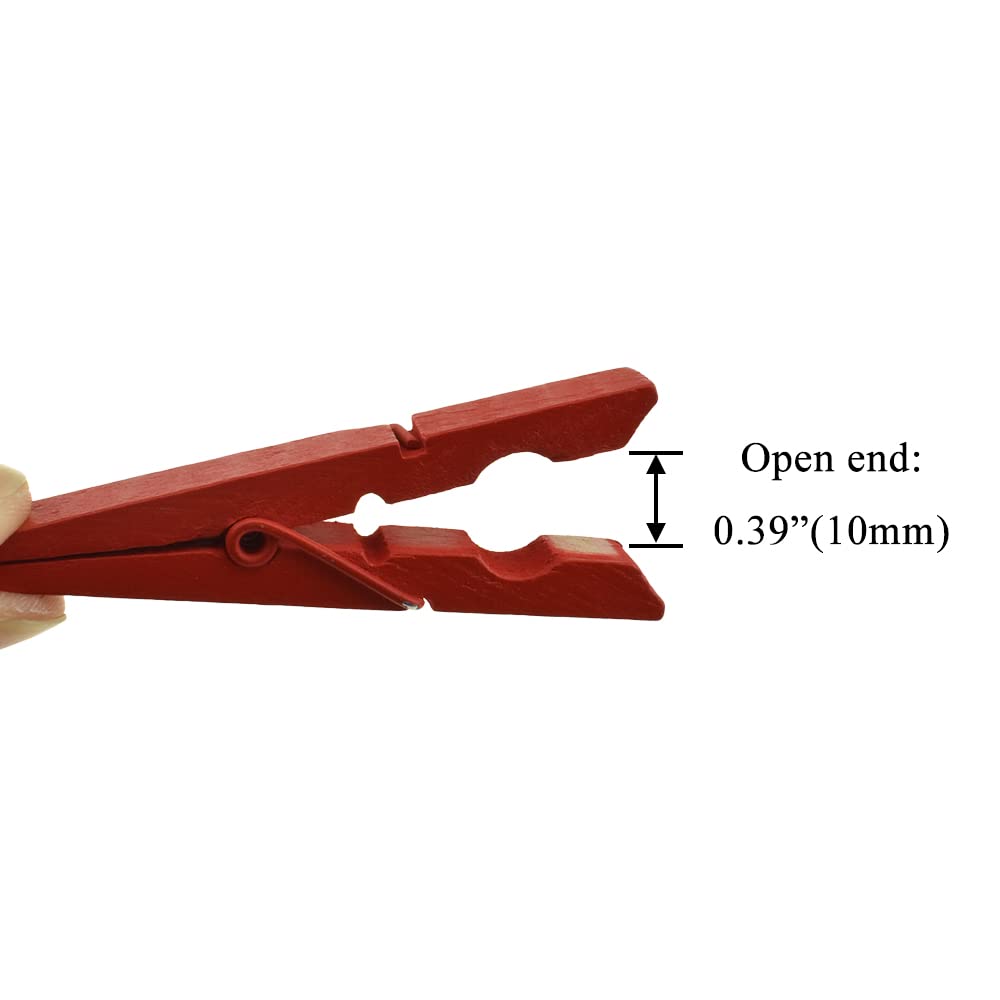 Hahiyo Red Wooden Clothes Pins Clothespins Small Aviod Fall Apart 2.87 Inches Length 16 Pack Strong Springs No Rust No Discolora
