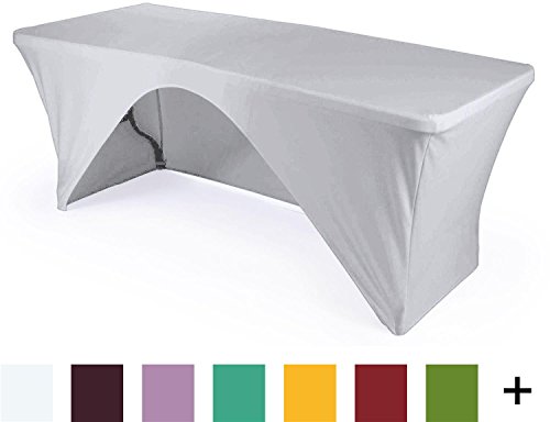 LA Linen Rectangular Open Back Spandex Tablecloth  72 by 30 by 30-Inch  White