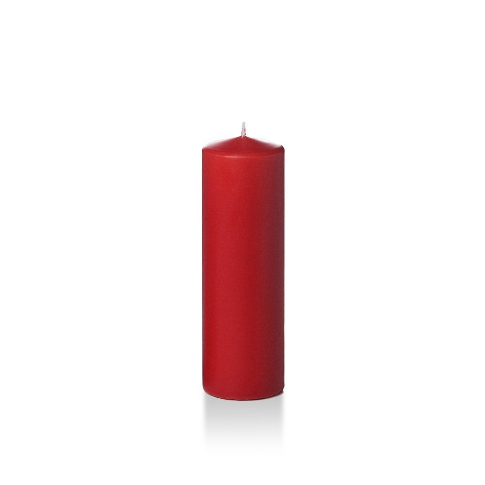 yummi 2.25 x 7 Ruby Red Slim Round Pillar Candles - 4 per Pack