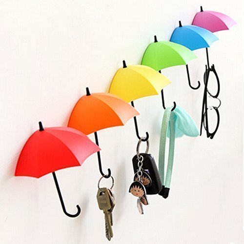 SWAB Plastic Multipurpose Umbrella, Key, Hat Holder Wall Hanging Hook (11x3x6cm,Multicolor)  Set of 06