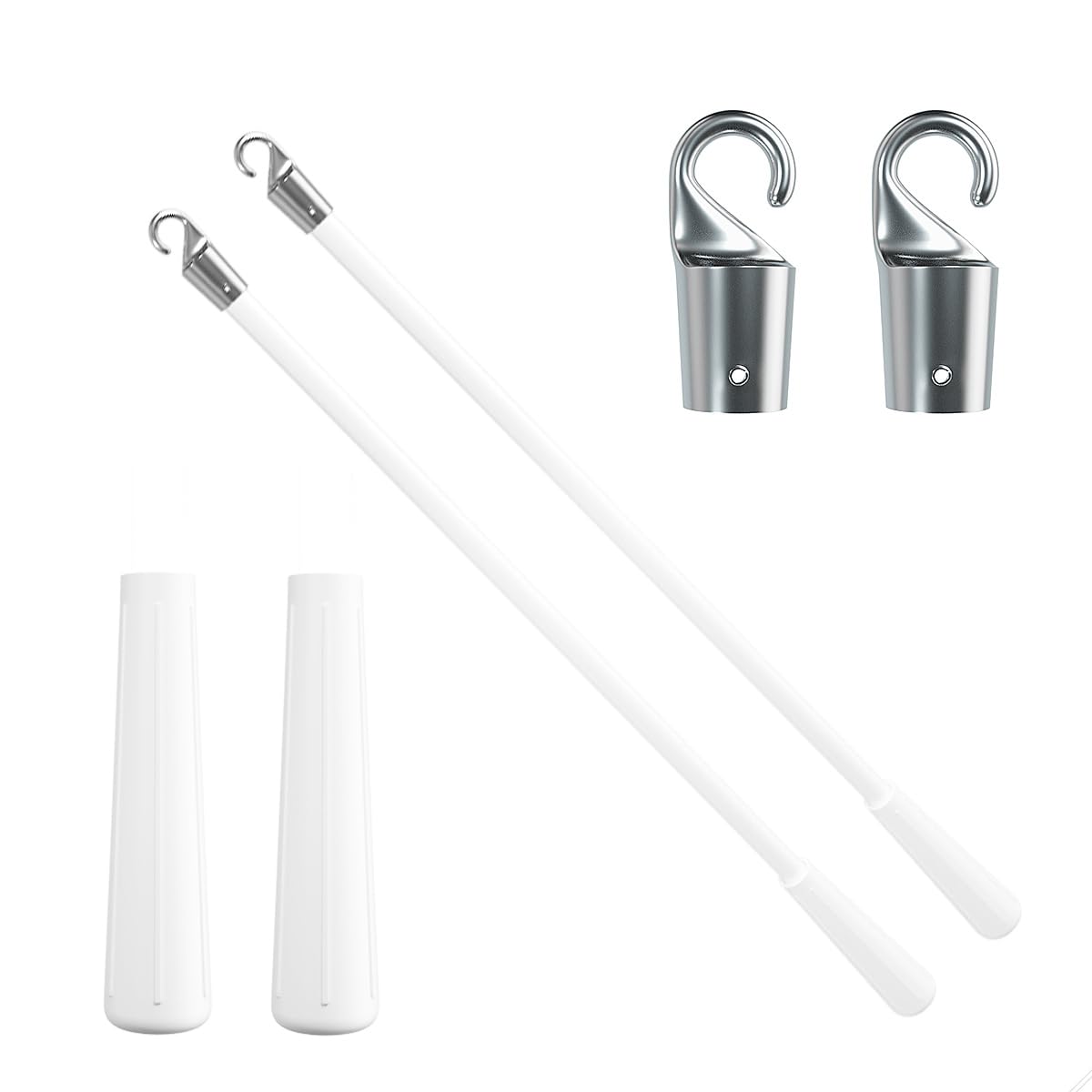 2 Pcs 12 inch Blind Wand, Vertical Blinds Replacement Parts with Hook and Grip, White Fiberglass Blind Tilt Wand, for Windows Cu