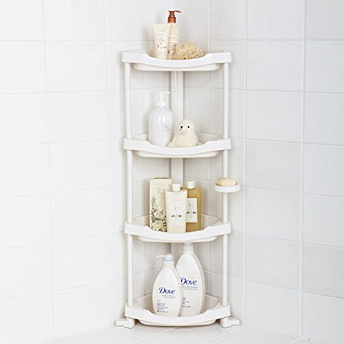 Tenby Living Corner Shower Caddy - 4 Shelf Shower Organizer Caddie With Movab.