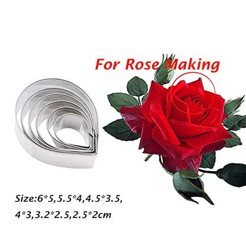Okubox Bt02 7Pcs/Set Stainless Steel Rose Petal Cake Cookie Cutter Mold Pastry Baking Mould Tear Drop Cutter Set