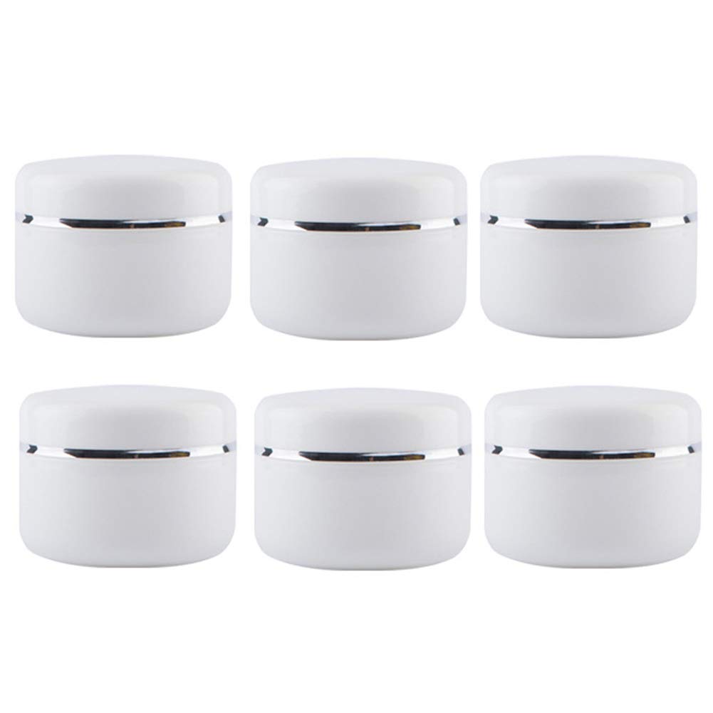 6Pcs 100G/3.4Oz Empty White Plastic Cosmetic Jar Pot With Inner Liners And Screw Lid Refillable Make-Up Cosmetic Storage Contain