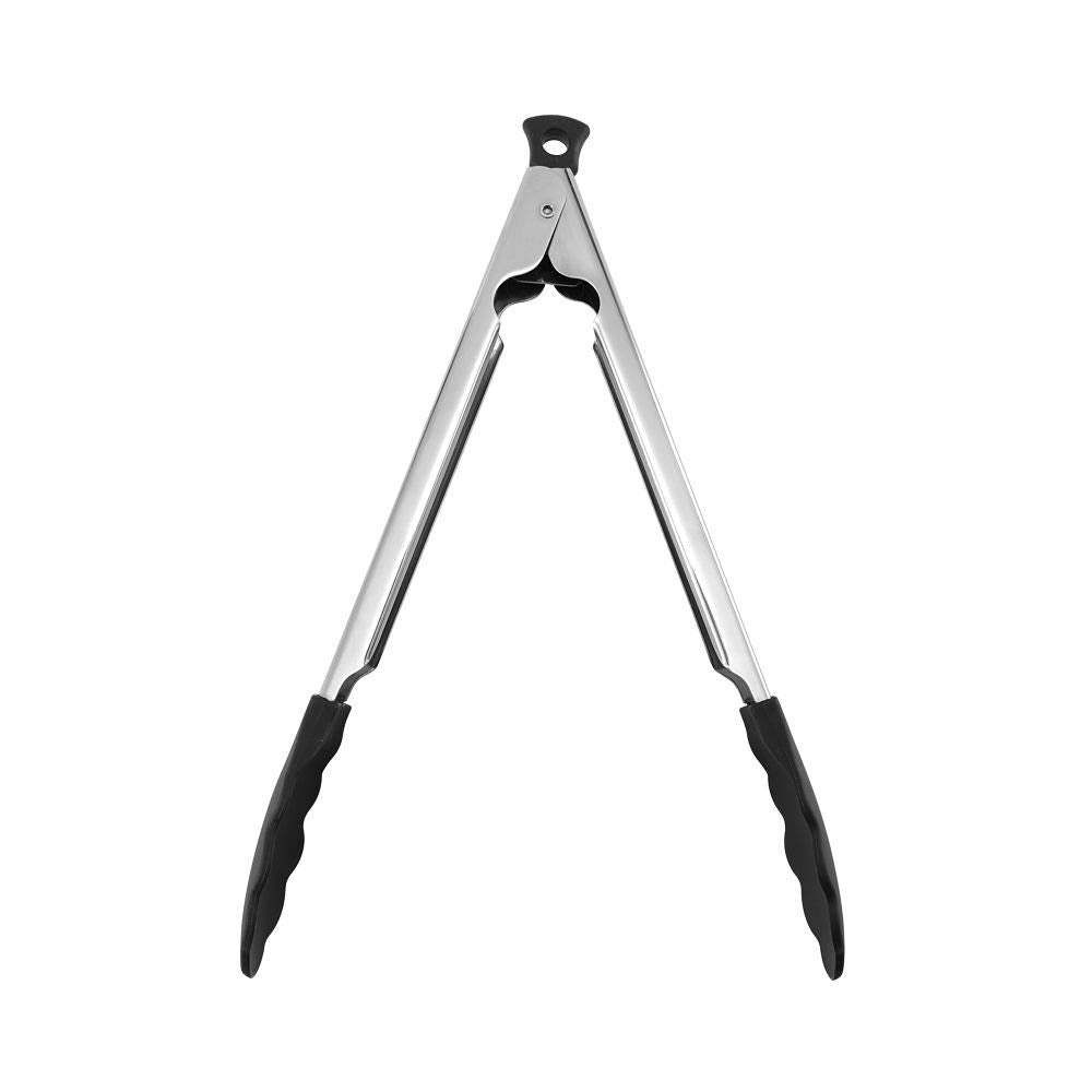 Farberware Professional Stainless Steel Locking Tongs, 11-Inch, Black