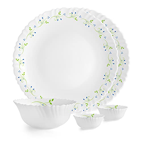 Cello Opalware Dazzle Tropical Lagoon 5 Units | Opal Glass Dinner Set For 2 | LightWeight, Daily Use Crockery Set For Dining | 