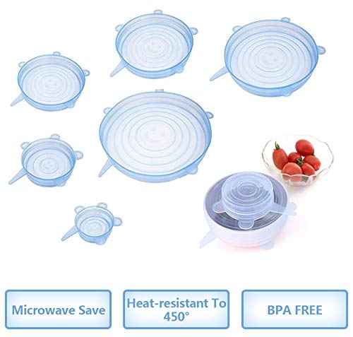 Silicone Stretch Lids, Reusable Expandable Seal Bowl Covers Lid To Keep Food Fresh, Fit Various Sizes And Shapes Of Containers O