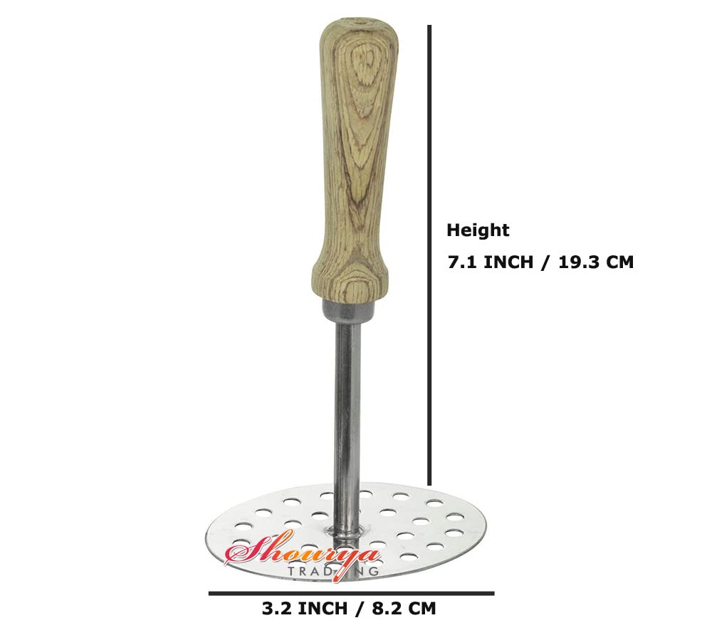 Stainless Steel Smooth Potato Masher Ricer Presser With Wooden Handle,Potato Masher