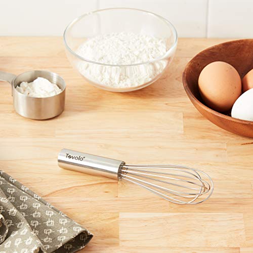 Tovolo Stainless Steel Mini Whisk, 6" - Silver Whisk for Cooking, Mixing & Whipping - Model 81-6379P - Dishwasher Safe