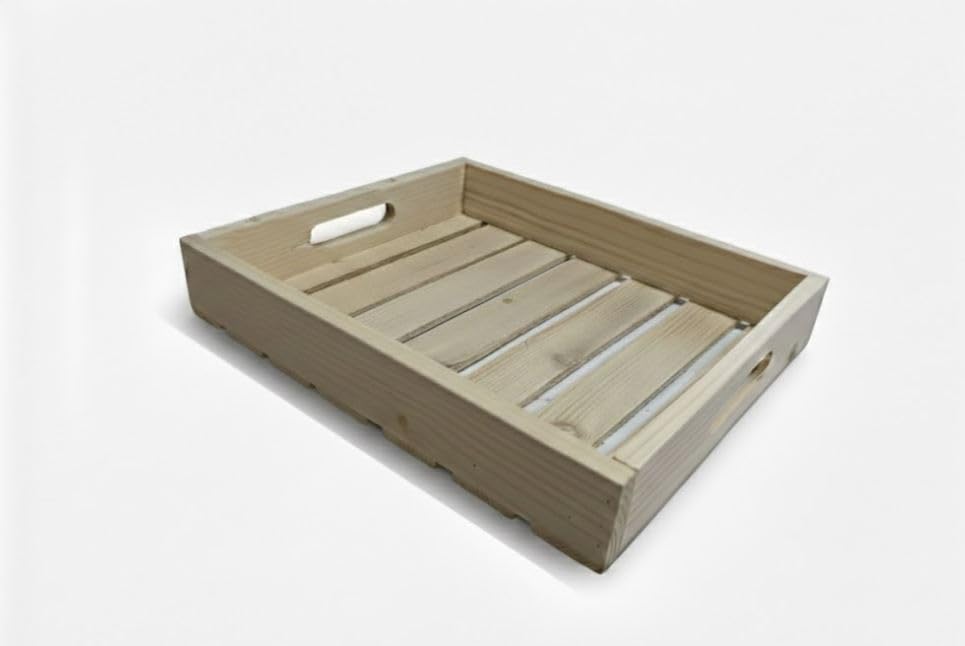 Paxidaya Wooden Serving Tray With Handles  Multipurpose Rectangular Tray For Kitchen, Snacks, Tea, Coffee & Home Decor (12 X 10
