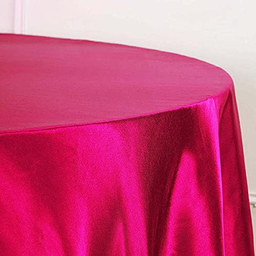Balsacircle 108-Inch Fuchsia Round Satin Tablecloth Table Cover Linens For Wedding Party Catering Kitchen Dining Events Kitchen