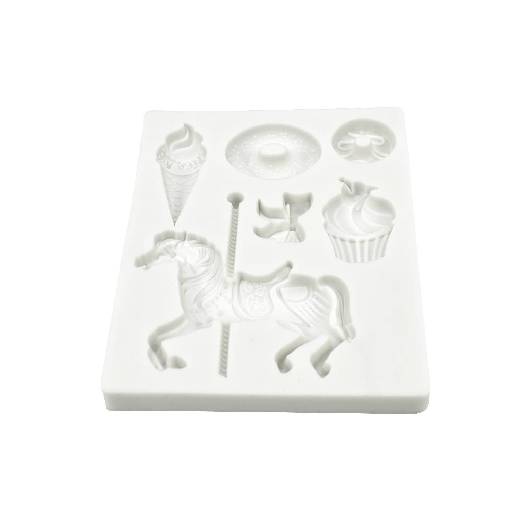 3D Carousel Horse Silicone Molds For Diy Fondant Candy Making Chocolate Mold Desserts Ice Cube Gum Clay Biscuit Plaster Resin Cu