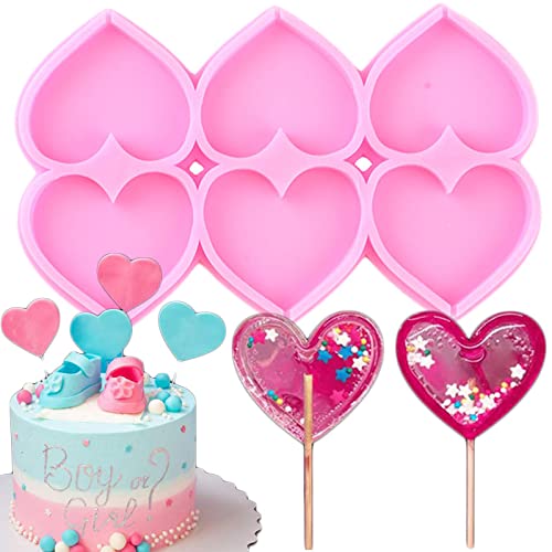 1Pc Love Heart Lollipop Silicone Molds Cupcake Topper Fondant Mold Baby Birthday Cake Decorating Tools Chocolate Candy Resin Mou