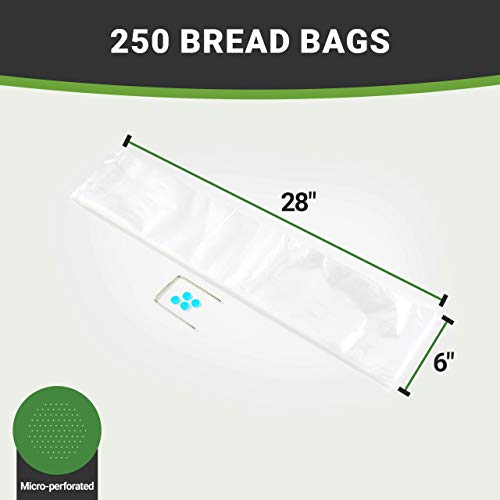Restaurantware Bag Tek 28 Inch X 6 Inch Bread Bags 250 With Wicket Dispenser Bread Loaf Bags - Micro Perforated Freezer Safe Cle