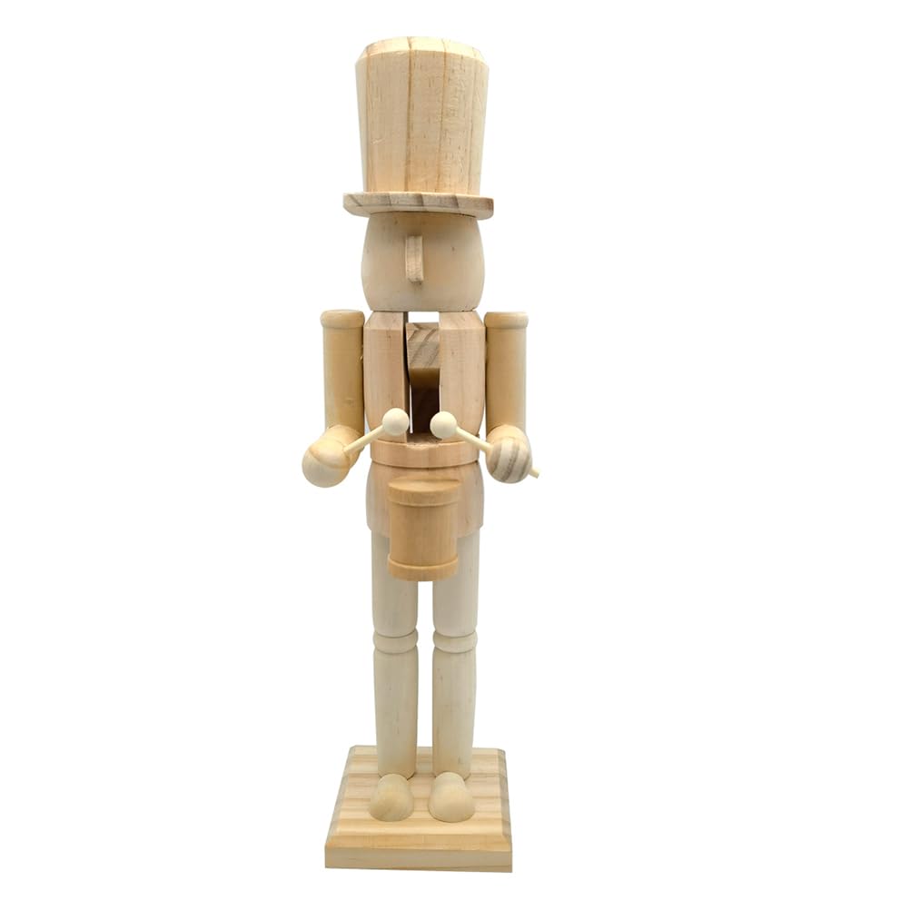 Cabilock Christmas Wooden Unfinished Nutcracker Figures 14.96 Inch DIY Blank Unpainted Nutcracker Soldier Figures Puppet Ornamen