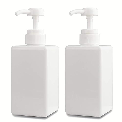 Pump Bottle, 15Oz/450Ml Refillable Plastic Empty Lotion Soap Dispenser Liquid Container For Shampoo Or Body Wash, 2 Pack White
