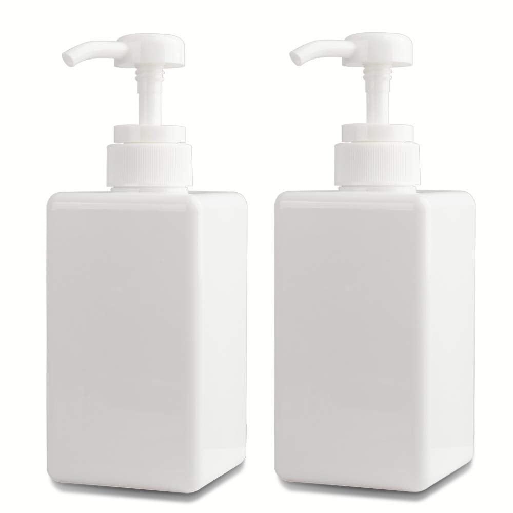 Pump Bottle, 15Oz/450Ml Refillable Plastic Empty Lotion Soap Dispenser Liquid Container For Shampoo Or Body Wash, 2 Pack White