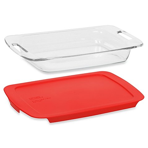 Pyrex C233 3Quart Glass Baking Dish & C233PC Red Lid  Made in USA