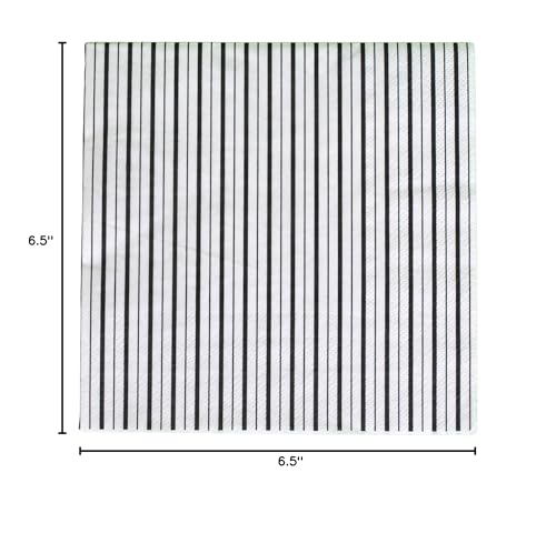 Black Stripes Large Napkins (Set Of 16) | Black Stripes Paper Nakpins | Black Striped Napkins | Black And White Paper Napkins |B