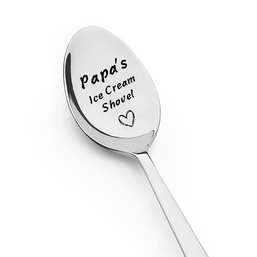 Papa Gift Spoons From Granddaughter Grandson, Papa'S Ice Cream Shovel Spoon For Grandpa Papa Father'S Day Birthday Gifts For Ice