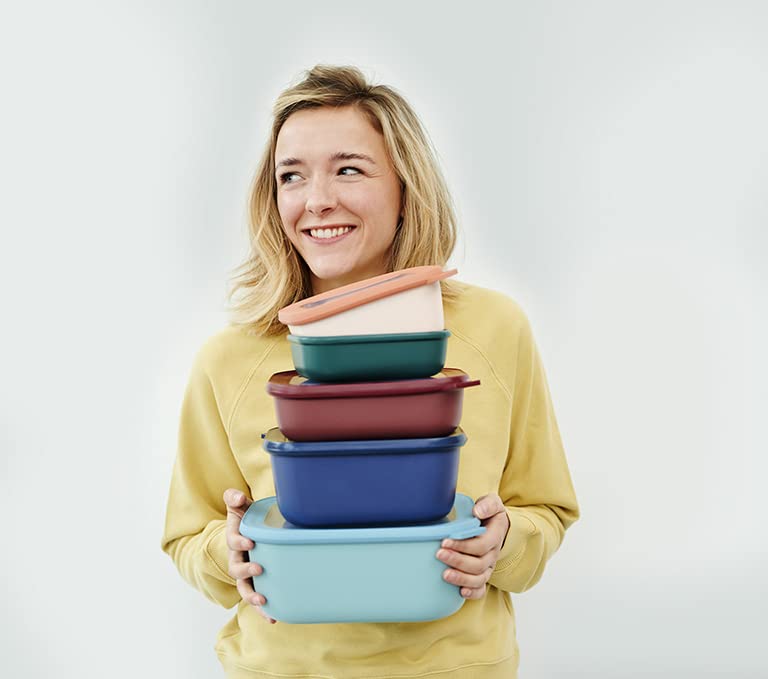 Mepal - Multi Bowl Cirqula Rectangular 3-Part - Food Storage Box With Lid - Airtight Storage Box For Fridge And Microwave - 500