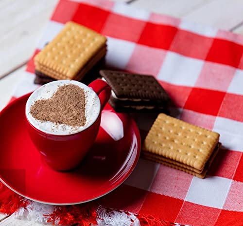 Valentine'S Day Cookie Stencils Coffee Cake Templates Decoration,20 Pcs Reusable Heart Love Powder Sieve Template For Coffee, Ca