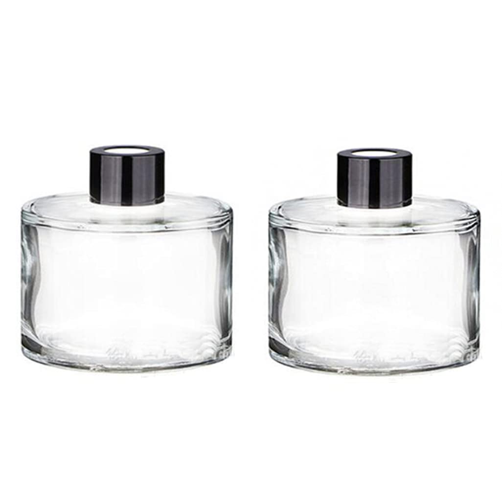 2 Pcs 50ml Empty Glass Round Diffuser Containers Jars Pot for Holding Reed Diffuser Sticks and Natural Long Lasting Fragrance Oi