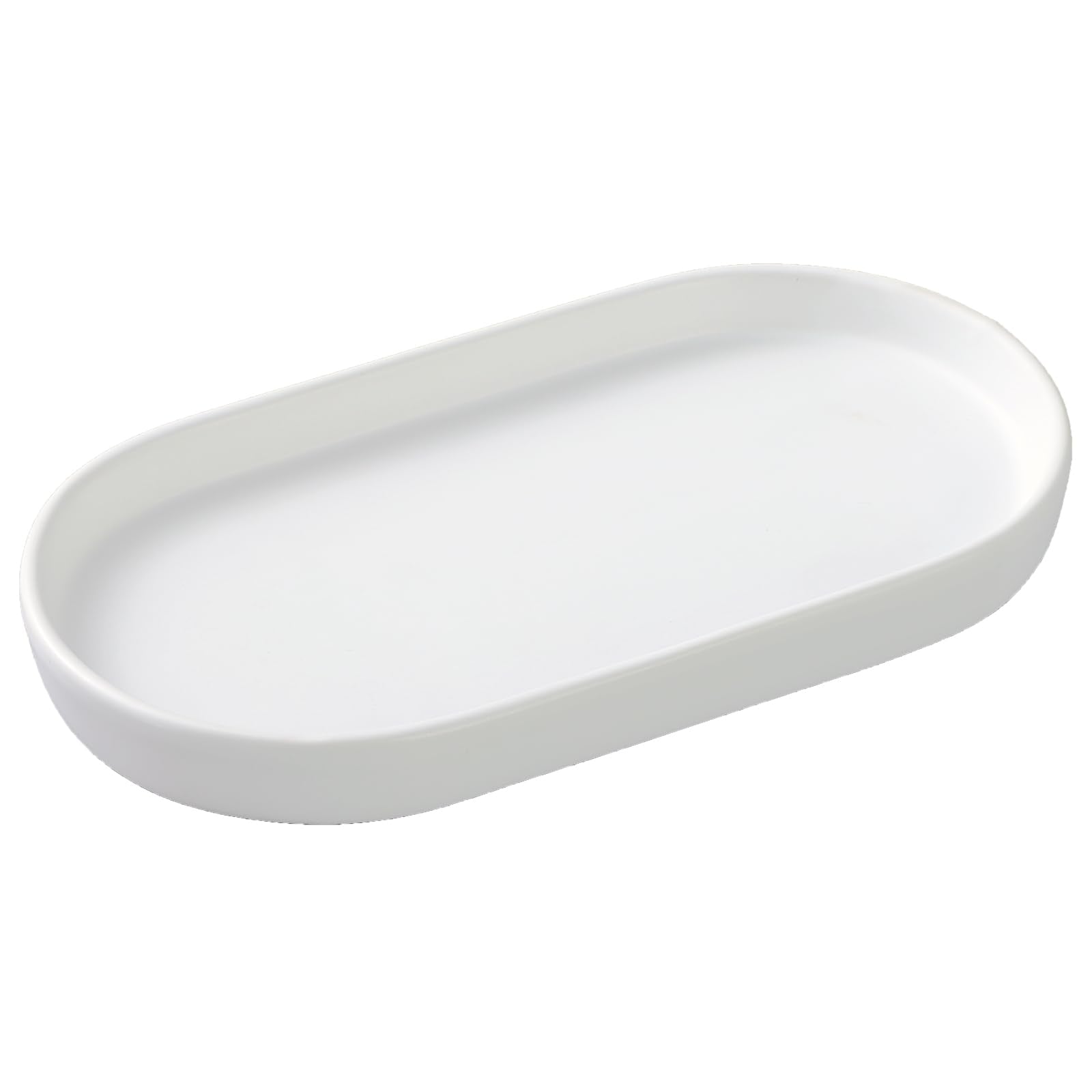 Eyrozia White Round Soap Dispenser Tray - 8'' Ceramic Vanity Tray For Bathroom Decorative, Jewelry Ring Dish, Comestic Holder, K